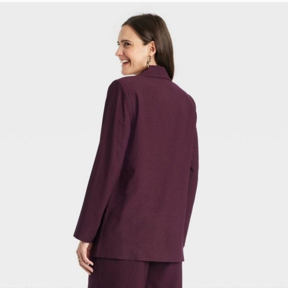 Women's Double Breasted Blazer - A New Day Burgundy S - Picture 2 of 12
